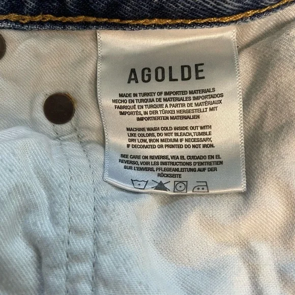 AGOLDE 90s Pinch Waist Straight Leg High Rise Medium Blue Denim Jeans Size 30 - Picture 10 of 12
